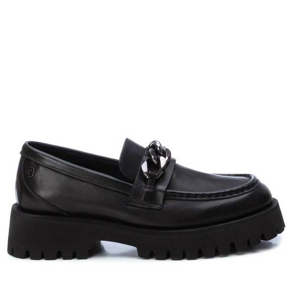NEW XTI women's leather moccasins in black - Picture 2 of 2